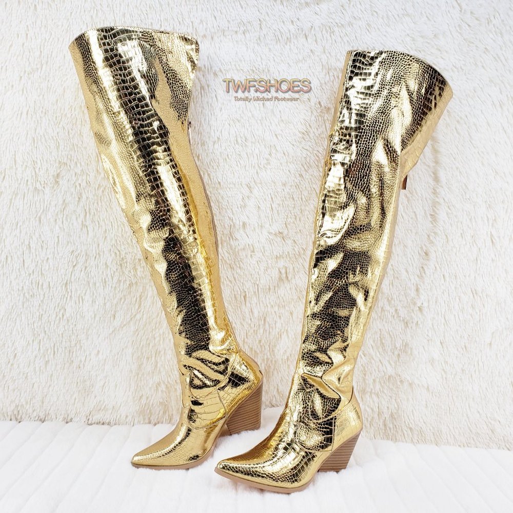 Gold Western Thigh High Boots Restocked_13